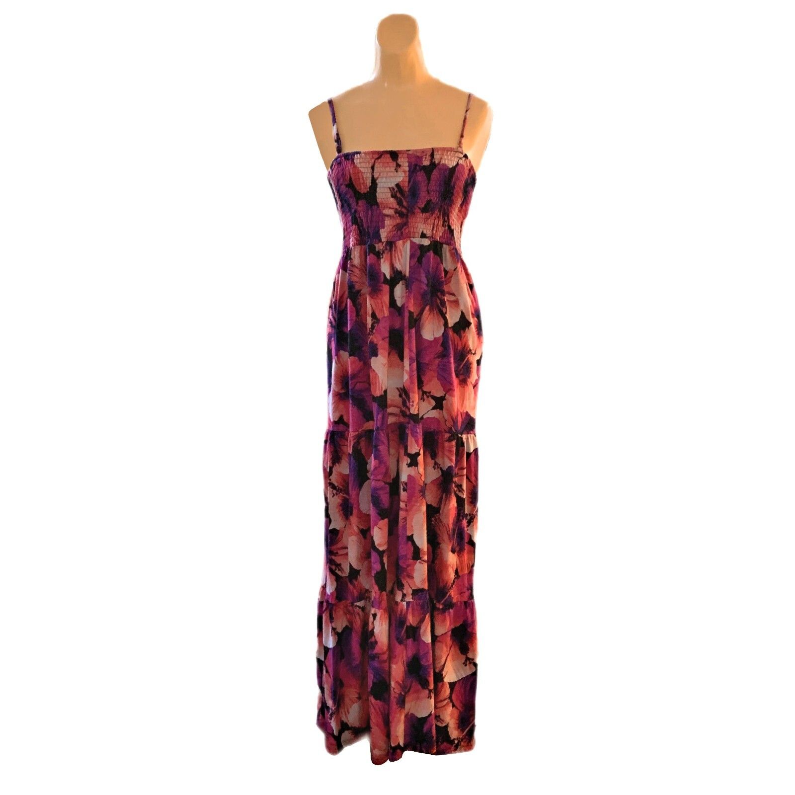 Sofia Vergara Womens Tiered Maximalist Maxi Sundress Small Boho Cottagecore